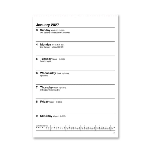 026A | Wirobound Week-To-View Wall Calendar 2027 - Pre Order