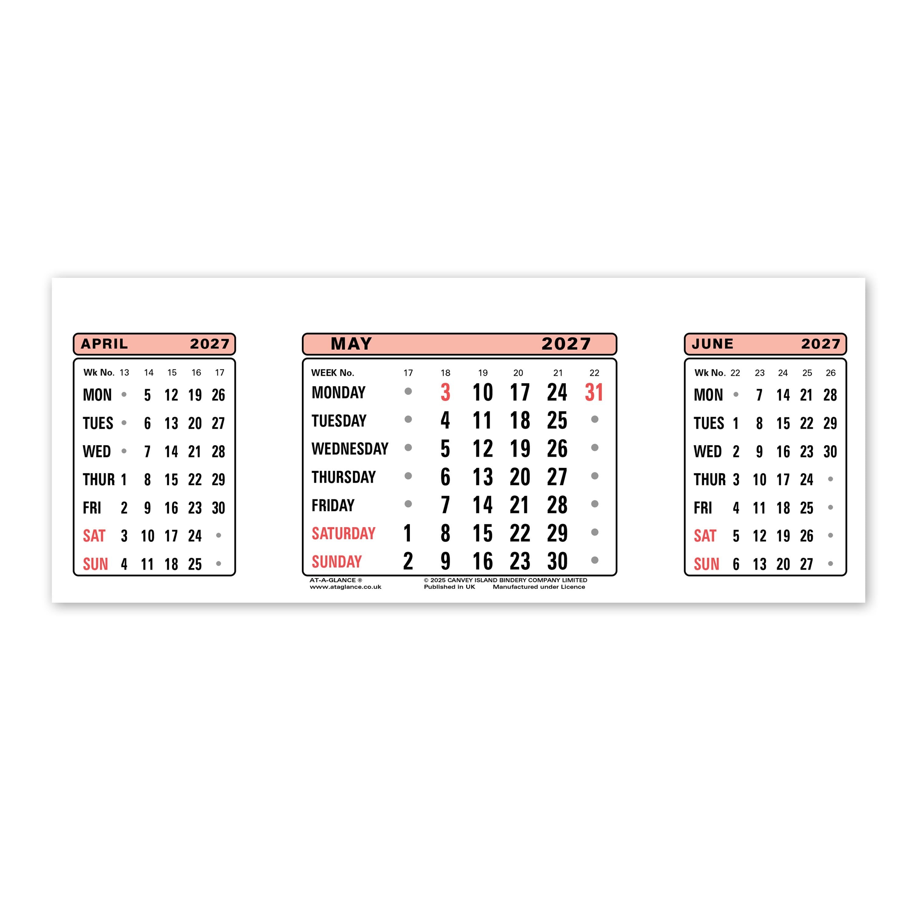 3SR | Date Card Refills for 3S Calendar 2027 - Pre Order