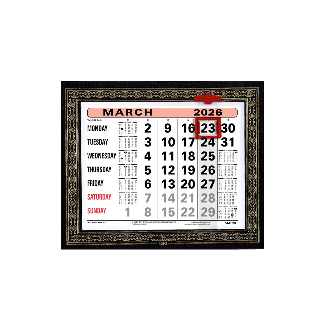 804 |  Monthly Leatherette Wall or Desk Calendar 2026