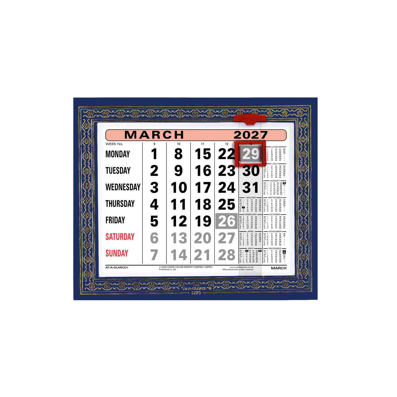 804 | Monthly Leatherette Wall / Desk Calendar 2027 - Pre Order