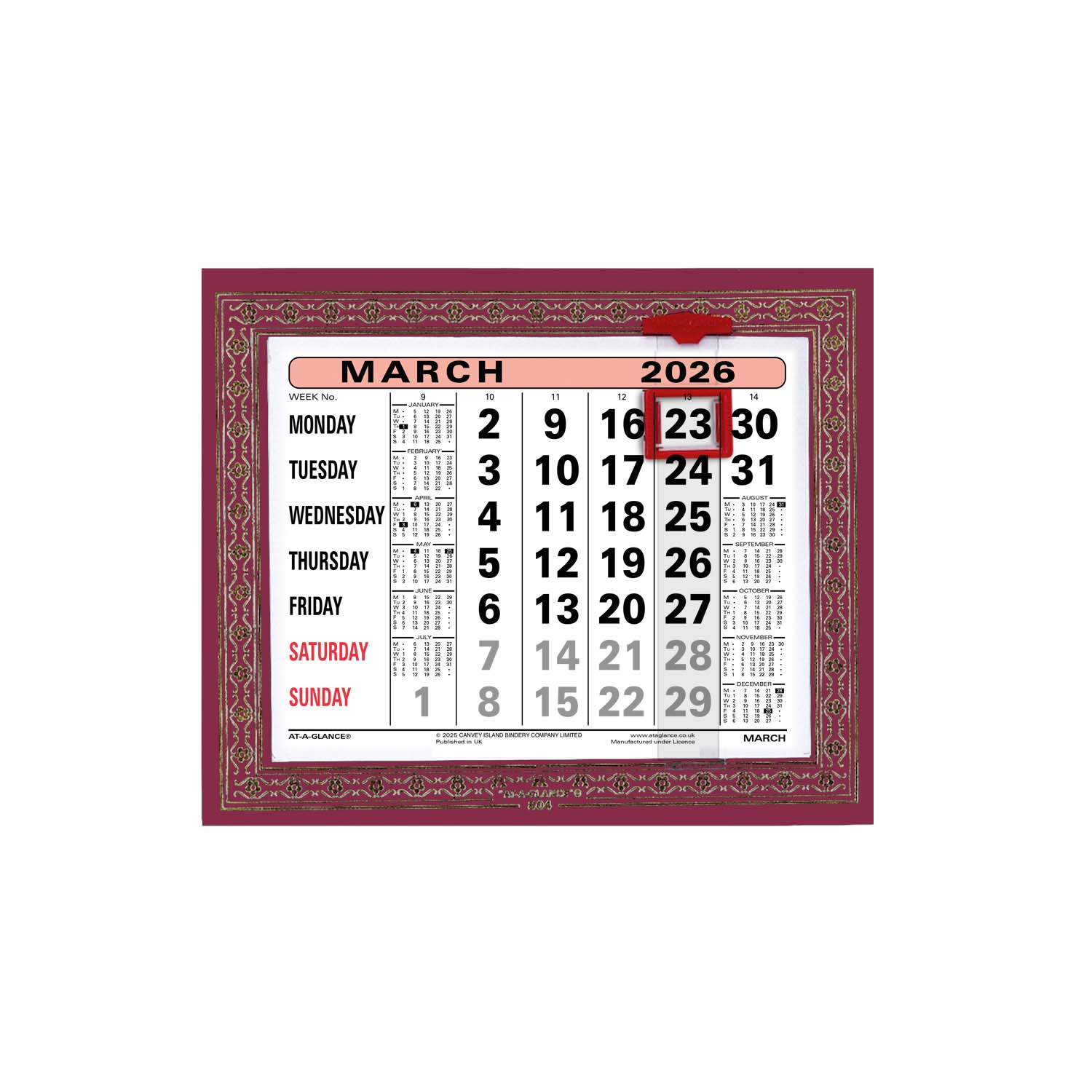 804 | Monthly Leatherette Wall/Desk Calendar 2026