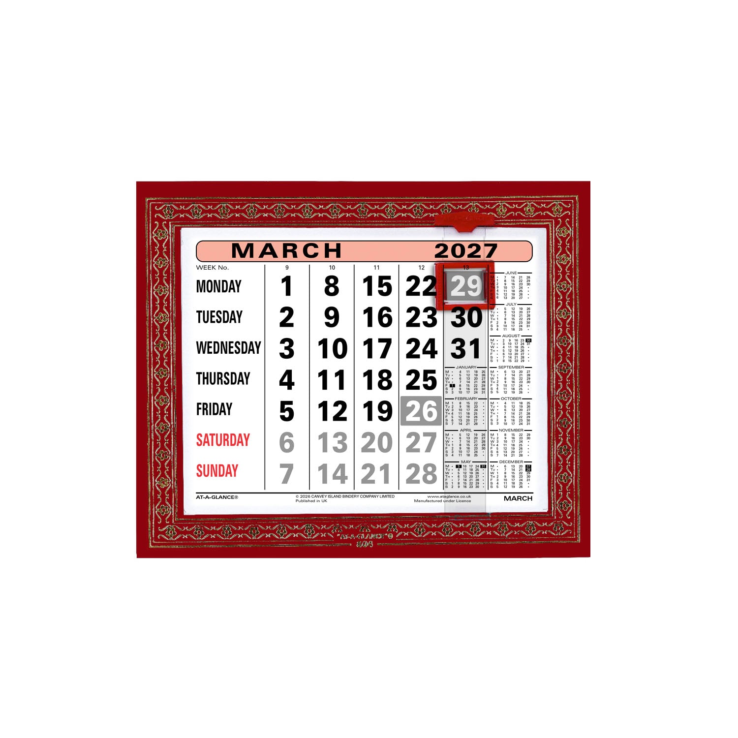 804 | Monthly Leatherette Wall / Desk Calendar 2027 - Pre Order