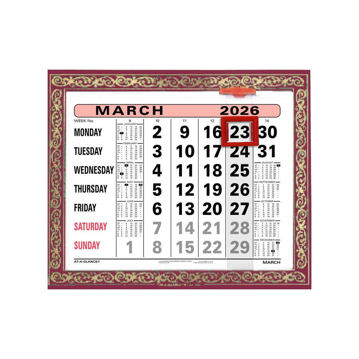 805 |  Monthly Leatherette Wall Calendar 2026