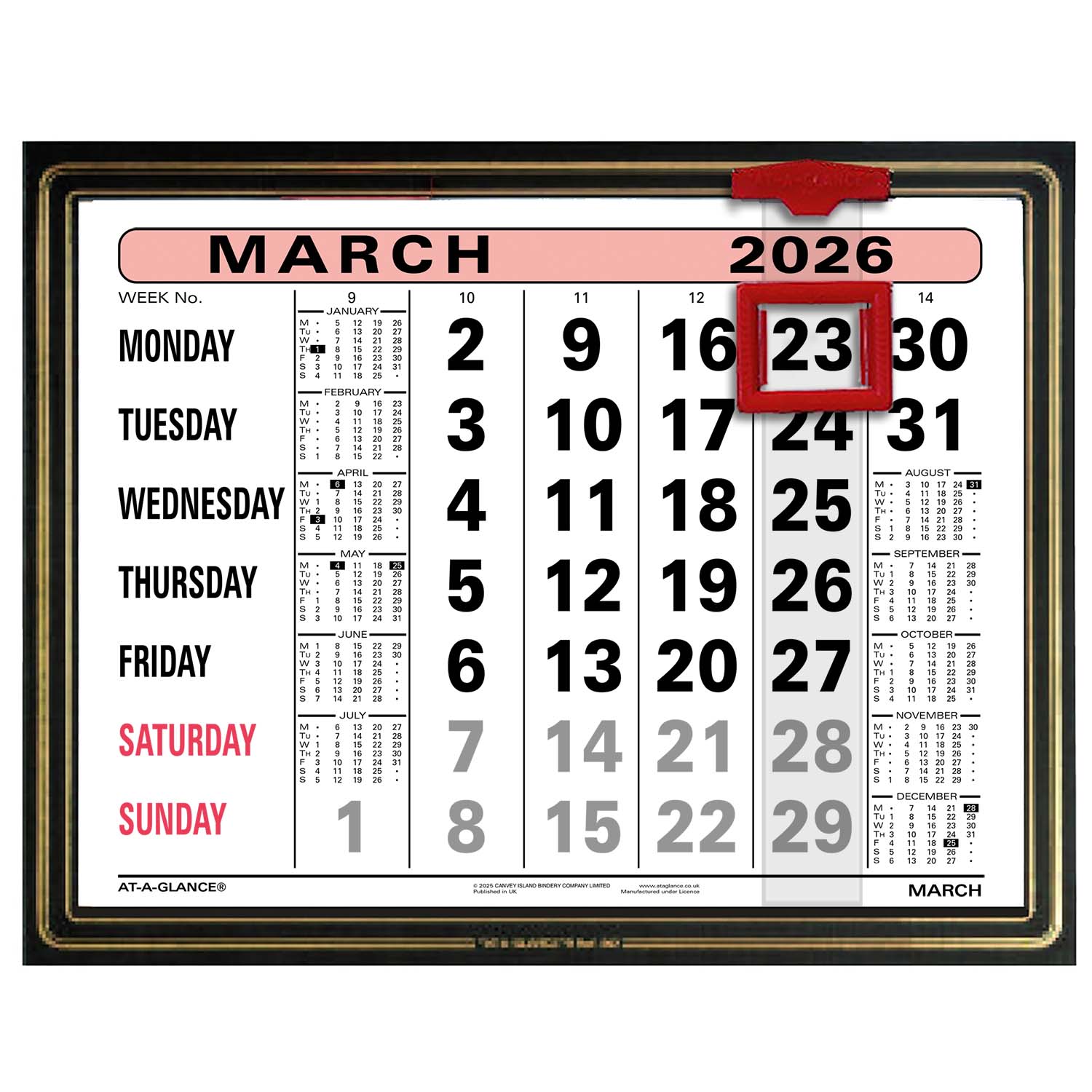807 | Monthly Leatherette Wall Calendar 2026