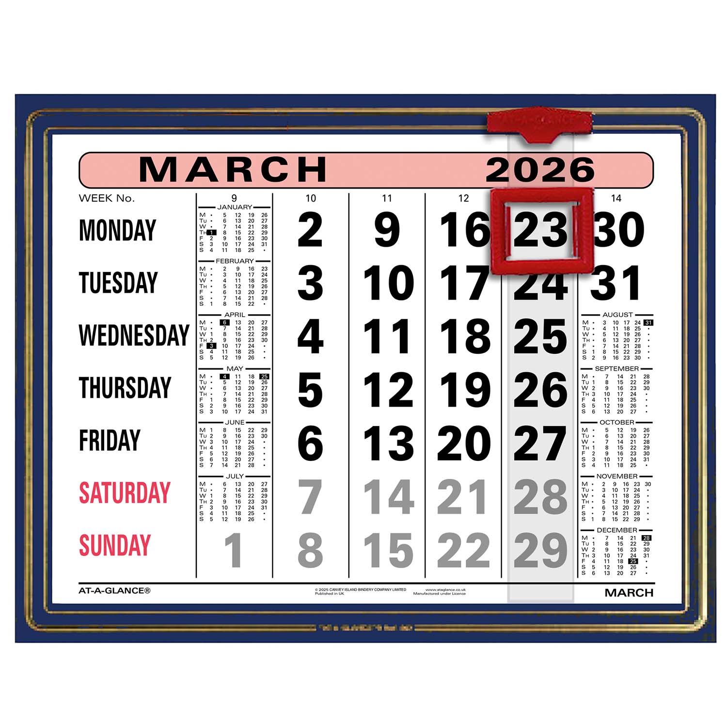 807 | Monthly Leatherette Wall Calendar 2026