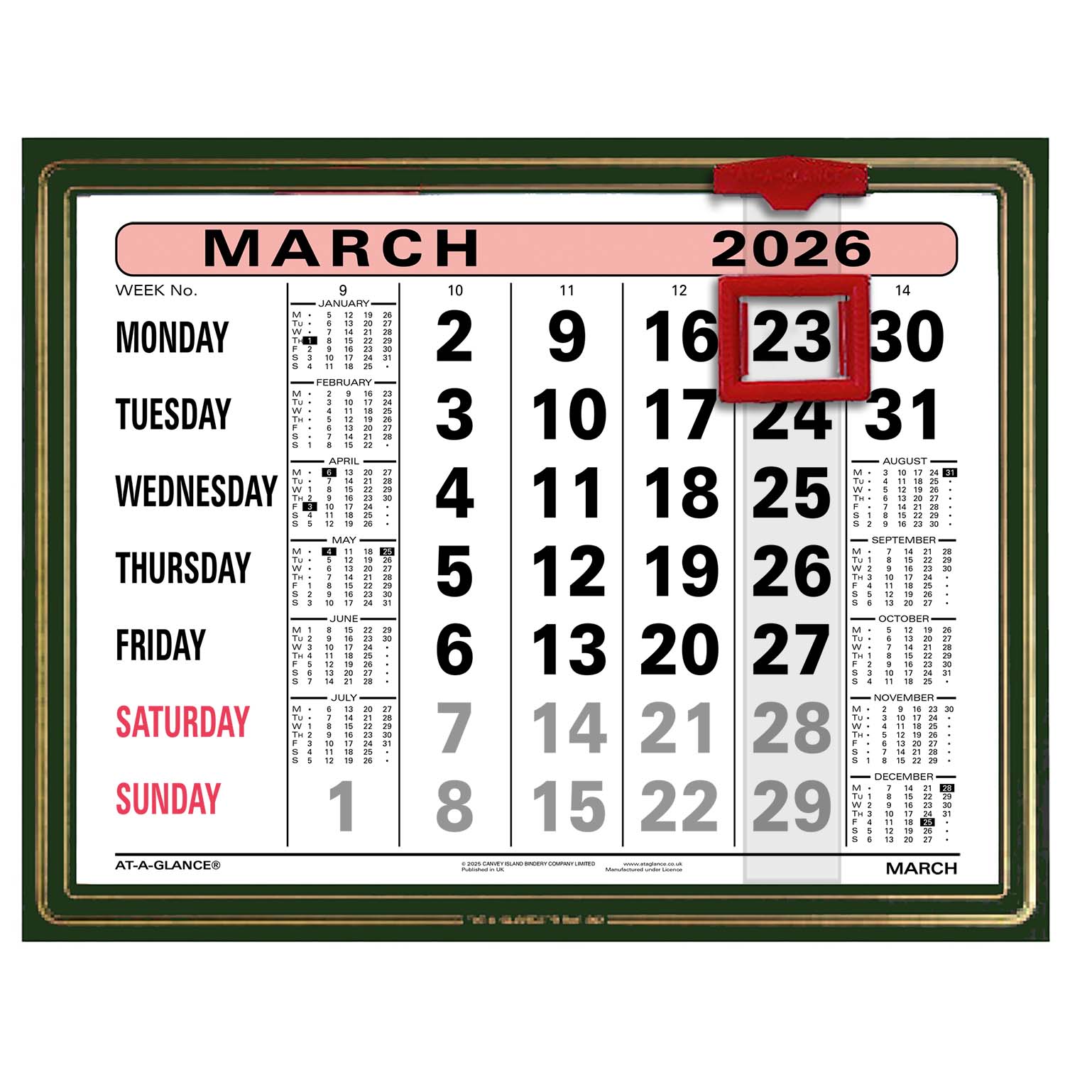 807 | Monthly Leatherette Wall Calendar 2026