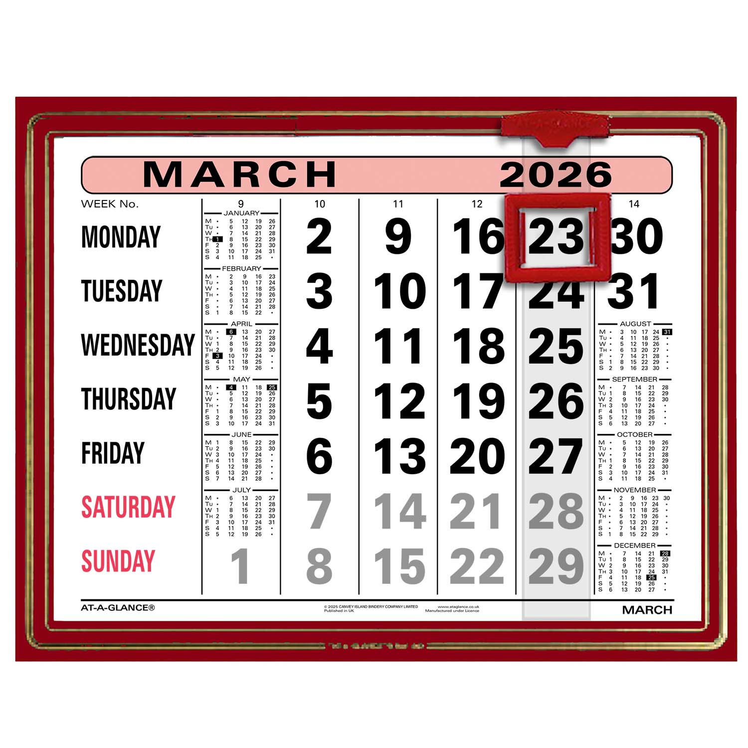 807 | Monthly Leatherette Wall Calendar 2026