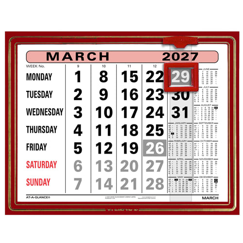807 | Monthly Leatherette Wall Calendar 2027 - Pre Order
