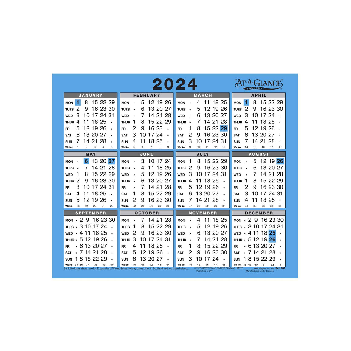 930 |  Year Calendar