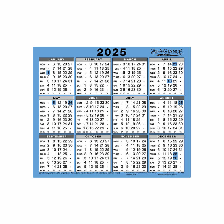 930 |  Year Calendar 2025 Pre Order
