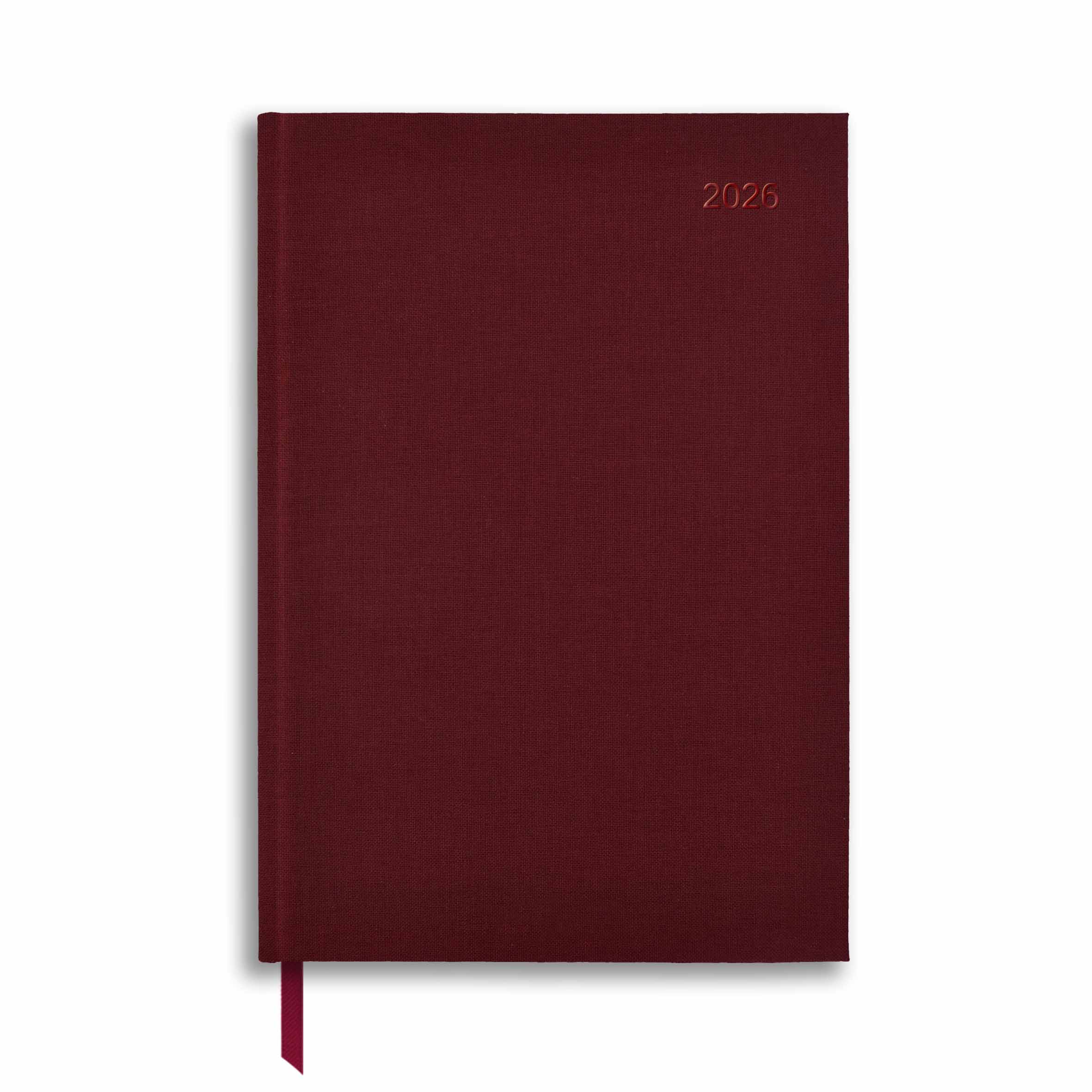 A53LIN | 2026 Week-To-View Linen Diary in Burgundy