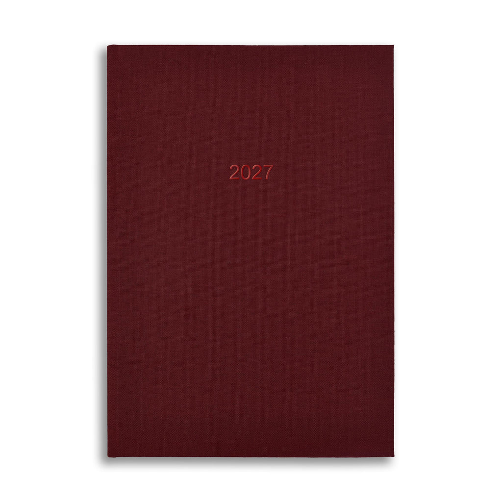 A53LIN | Week-To-View 2027 Linen Diary in Burgundy - Pre Order