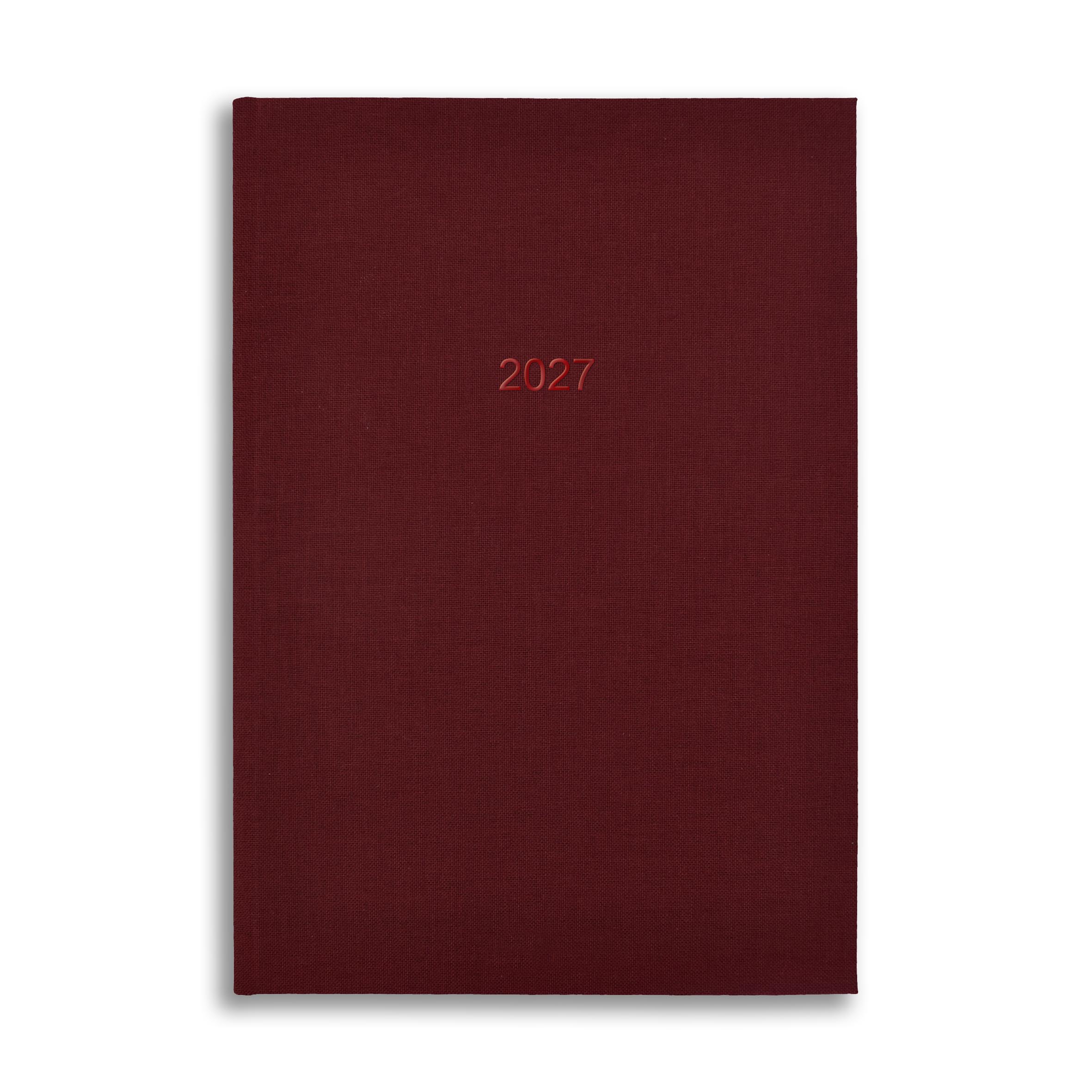 A53LIN | Week-To-View 2027 Linen Diary in Burgundy - Pre Order