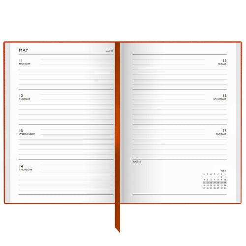 A53LIN | Week-To-View 2027 Linen Diary in Orange - Pre Order