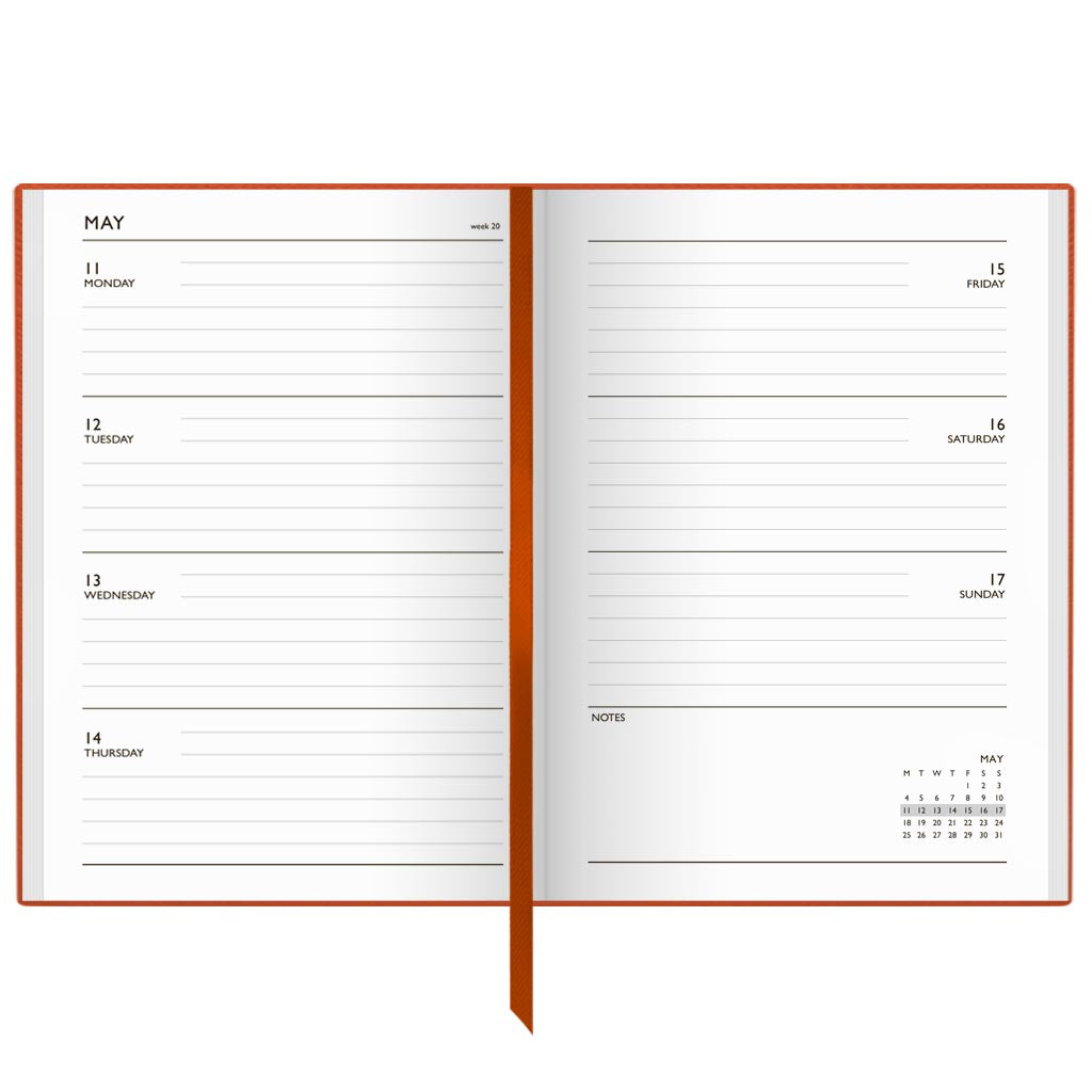 A53LIN | Week-To-View 2027 Linen Diary in Burgundy - Pre Order