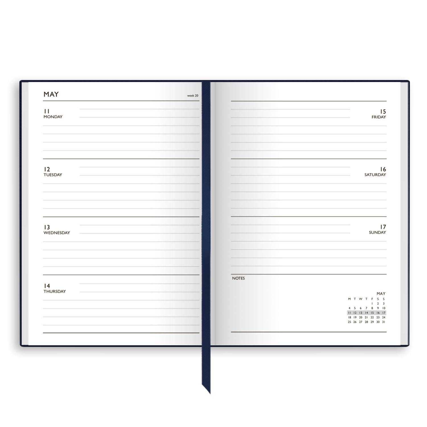 A53LIN | 2026 Week-To-View Linen Diary in Blue