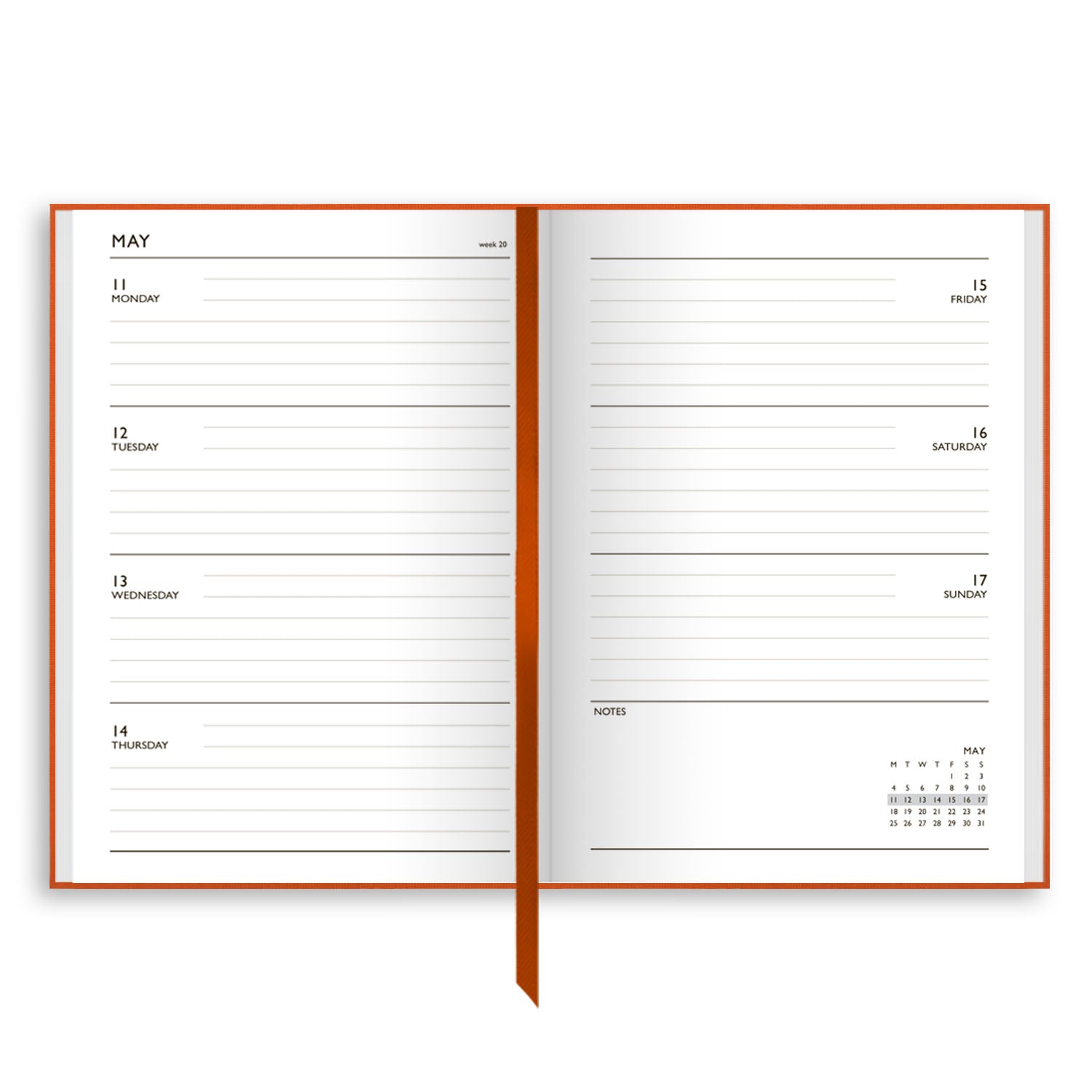 A53LIN | 2026 Week-To-View Linen Diary in Orange