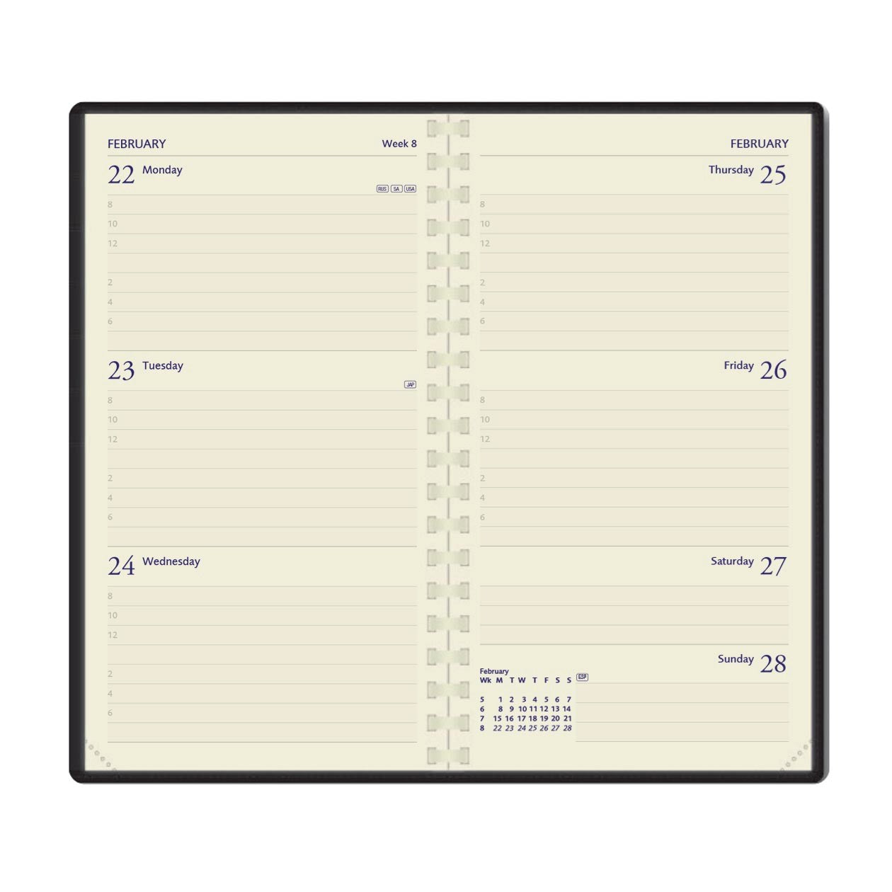 CM7USPK | Dataday Wallet-Style Week-To-View Diary With Comb-Bound Insert 2027 - Pre Order