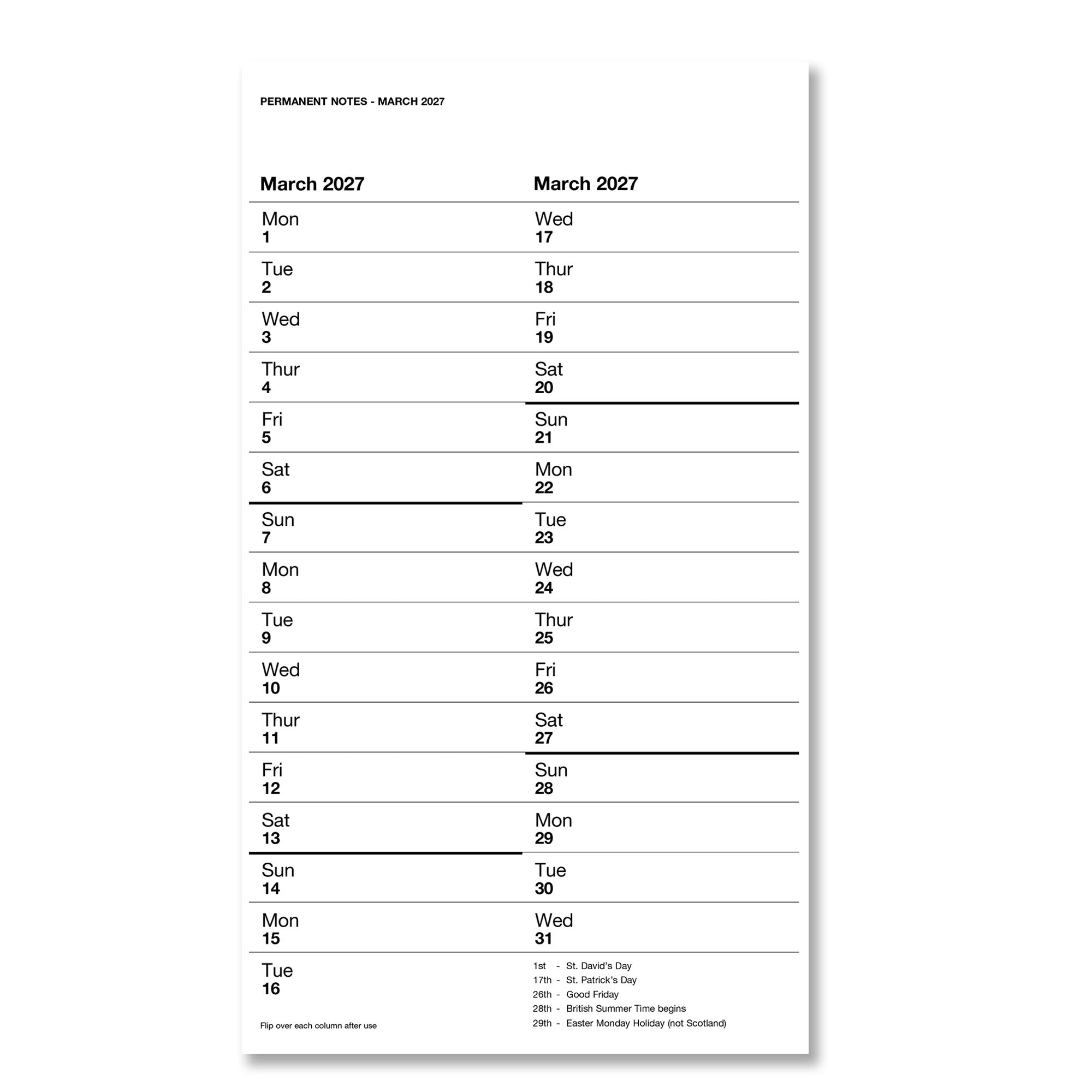53 | Month-To-View Calendar 2027 - Pre Order