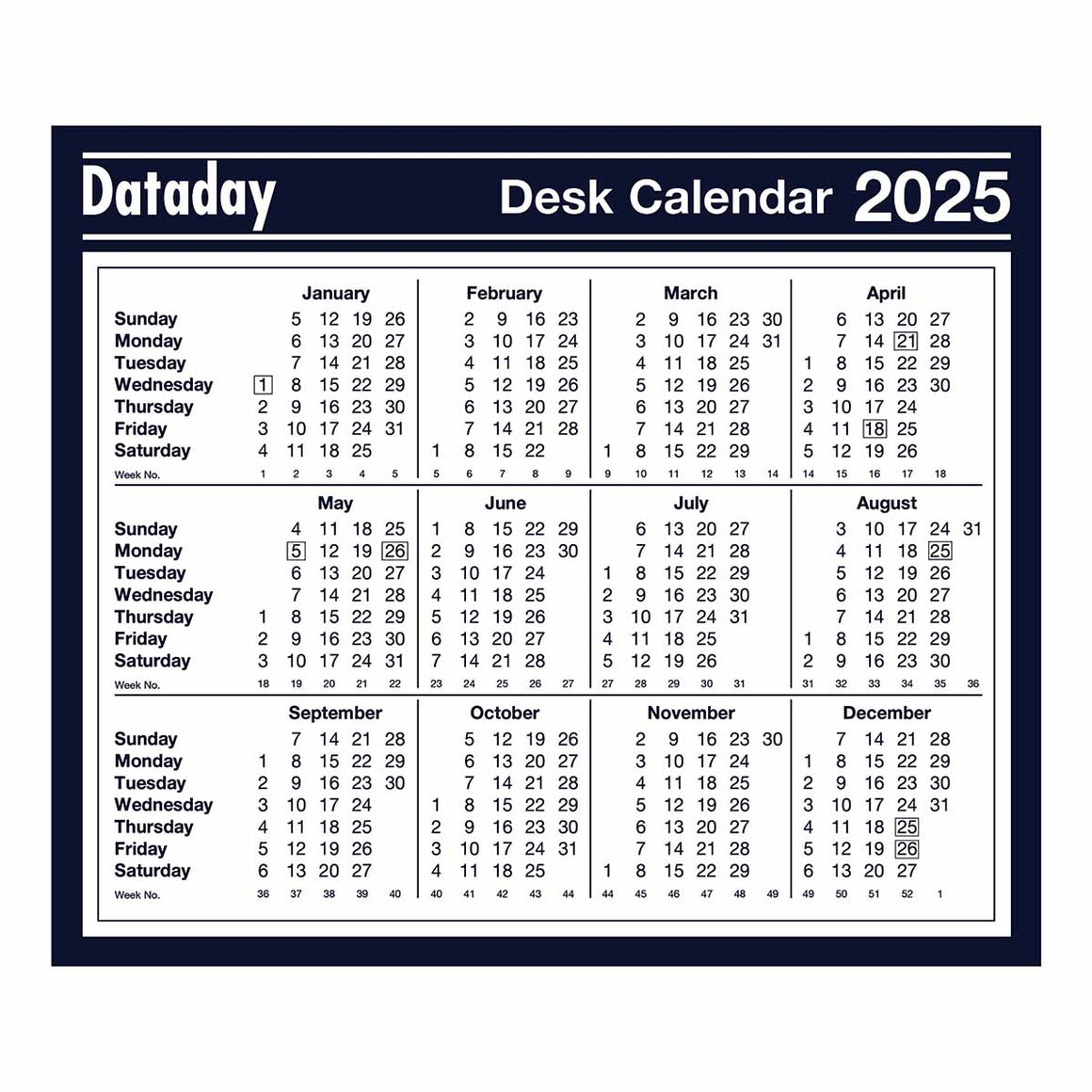 F477 | Year-to-view Desk Calendar 2025 Pre Order.