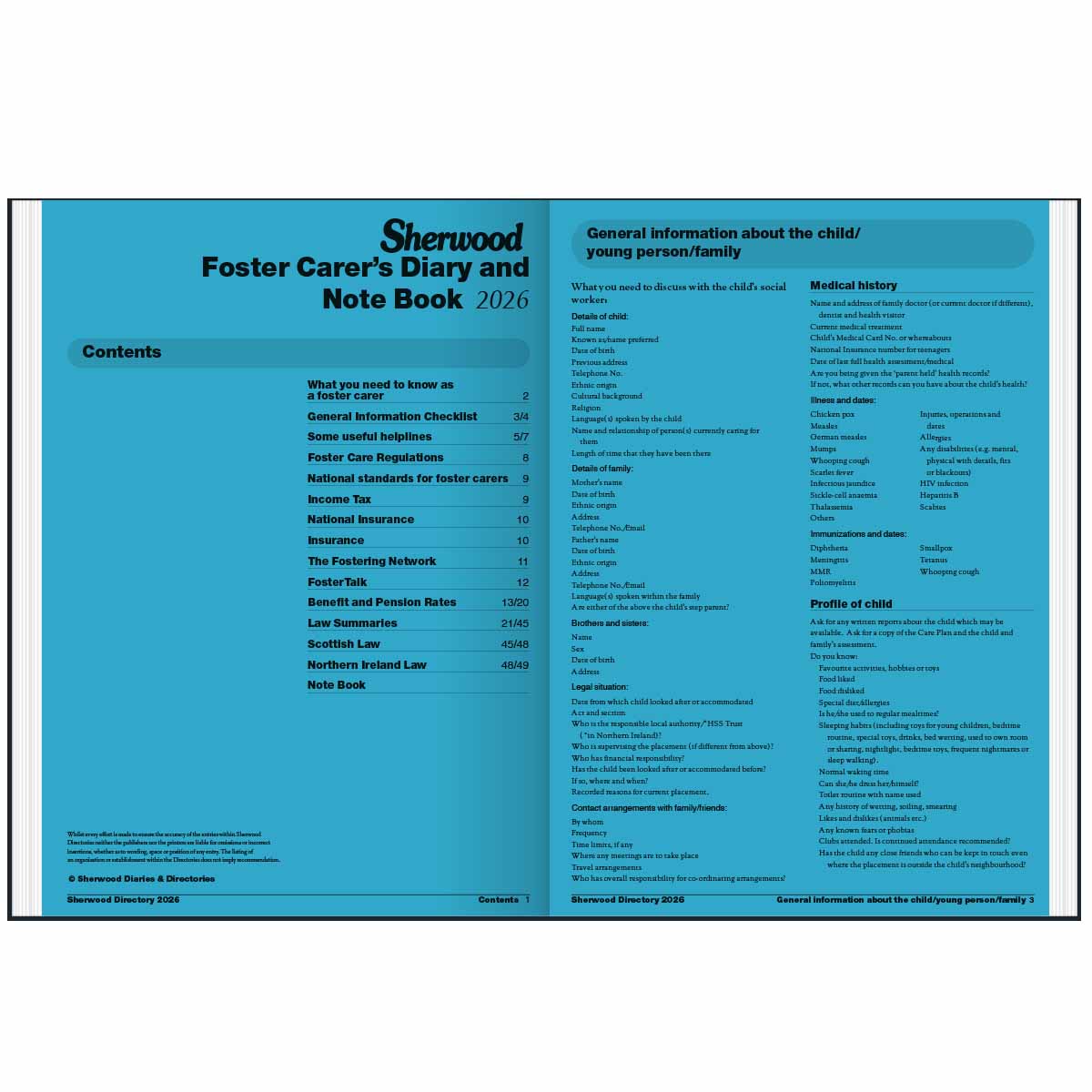 Diary K | Sherwood A5 Week-To-View Foster Carer's Diary & Directory 2026