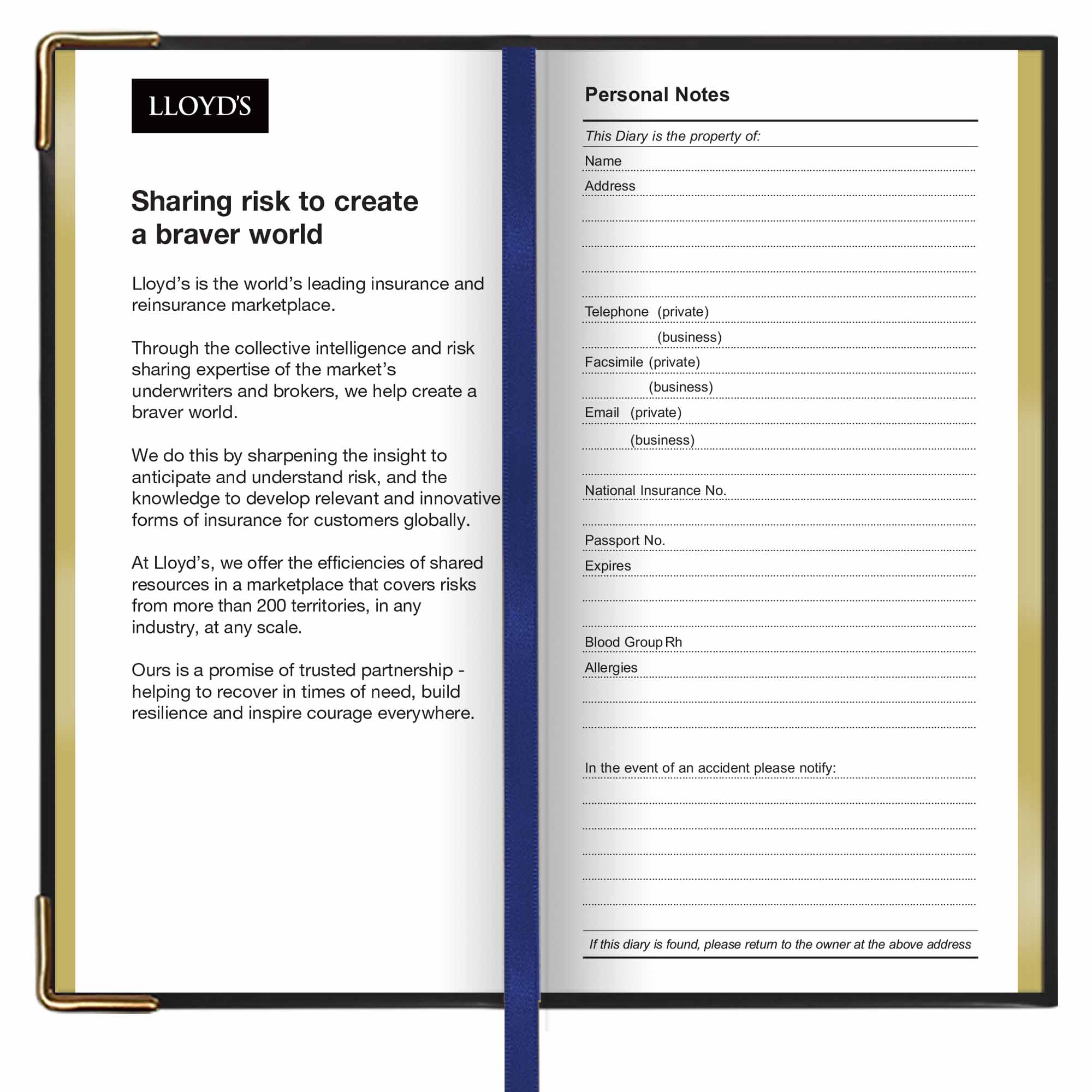 SDS |  Lloyd's Week-To-View Slimline Diary 2026