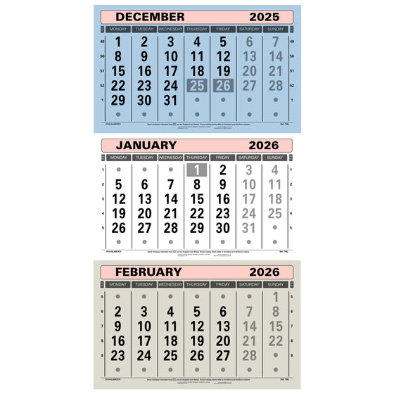 TML | Three Month-to-view Wall Calendar 2026