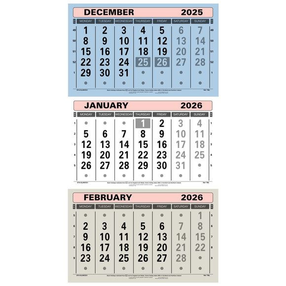 TML | Three Month-to-view Wall Calendar 2026