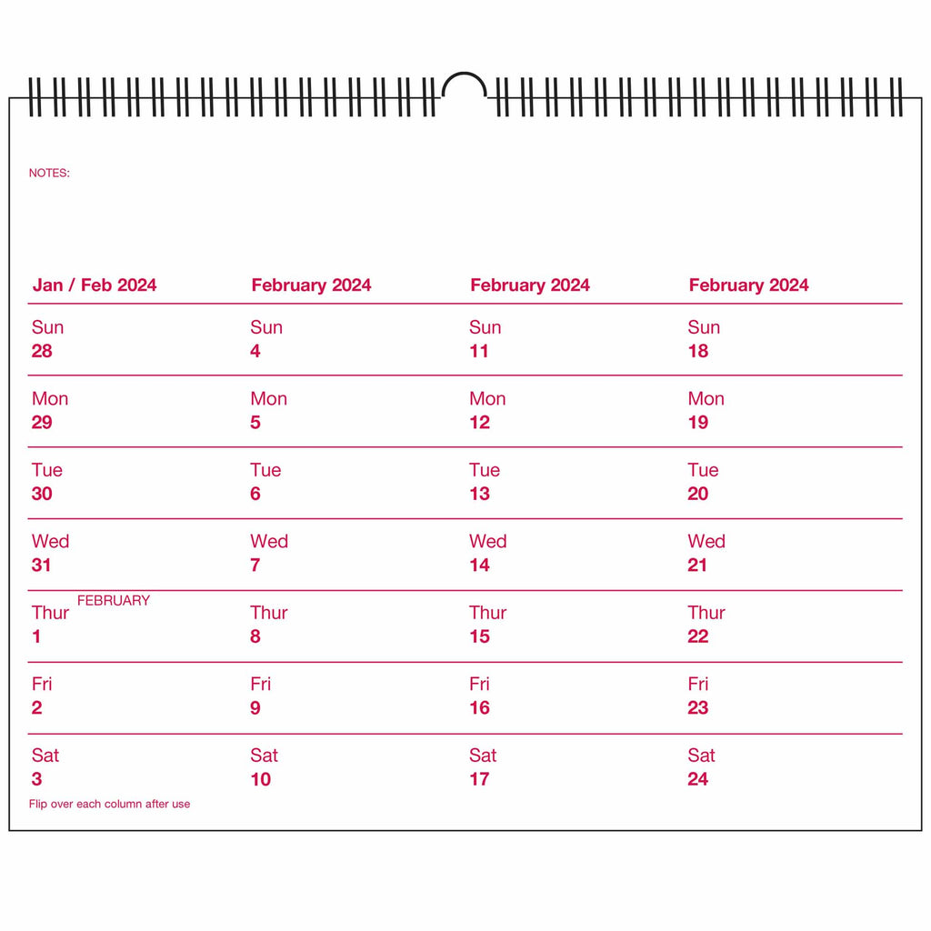 54  |  Four-weeks-to-view Calendar