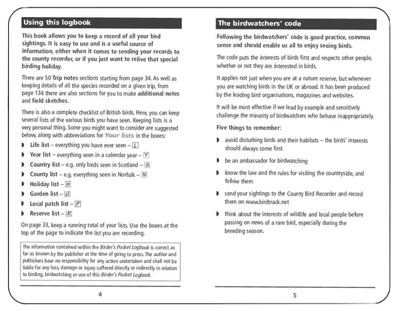 BPL Birder's Pocket Logbook