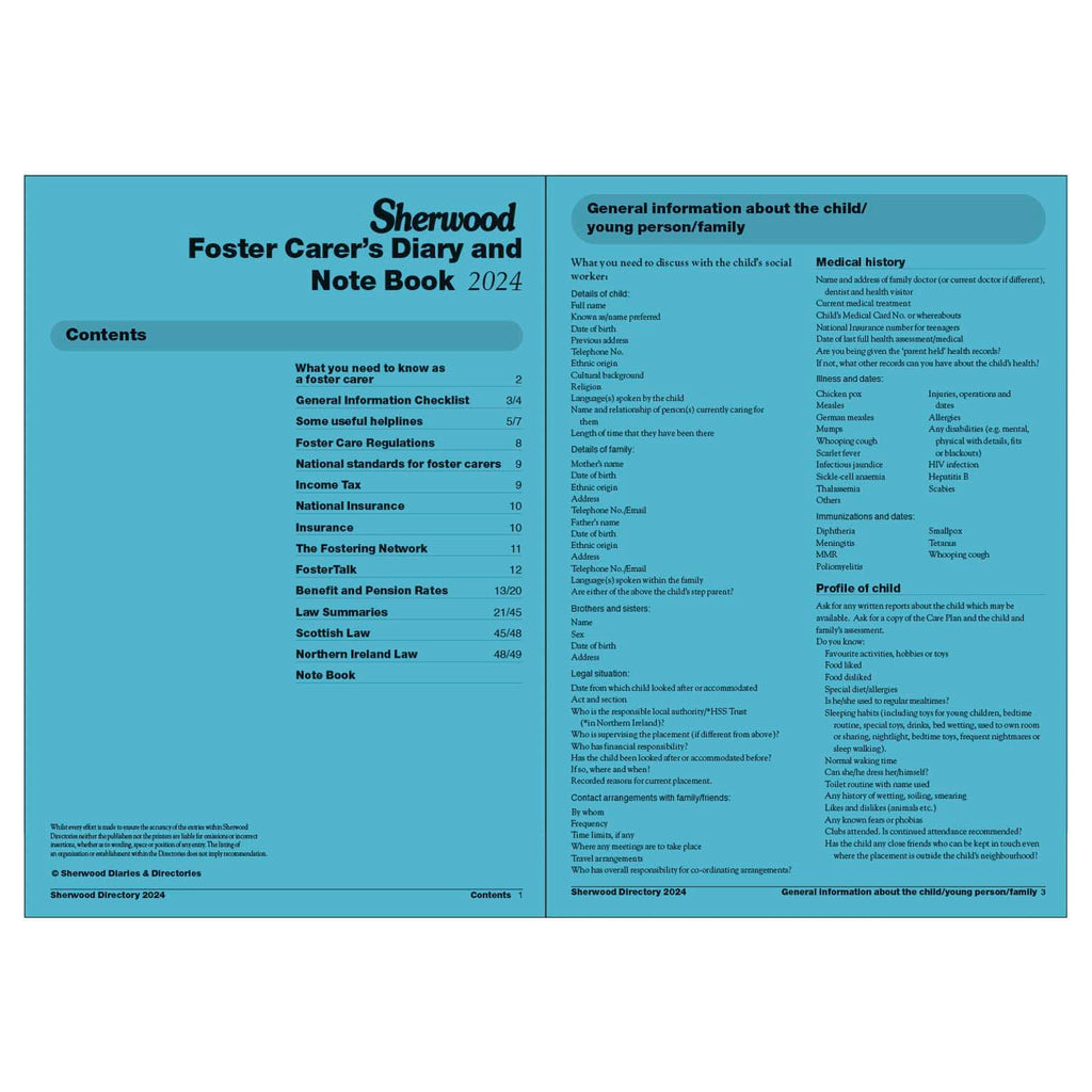 CODE K A5 Week-to-view Foster Carer's Diary & Notebook 2024