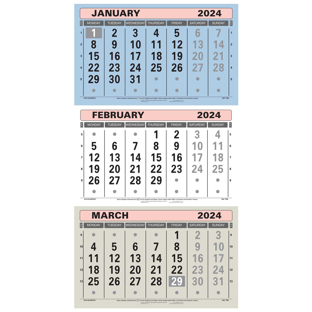 TML | Three Month-to-view Calendar